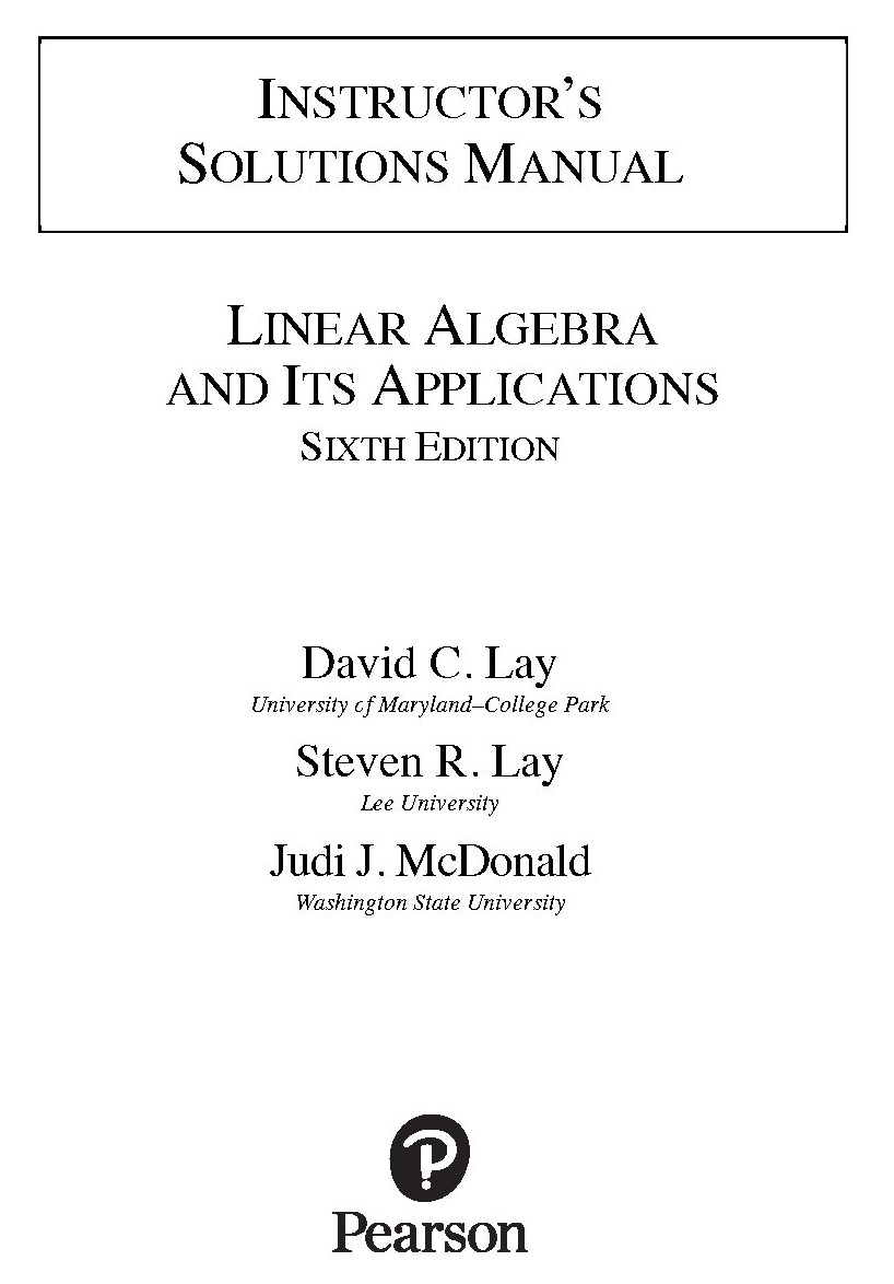 Linear Algebra and Its Applications (6th Edition) - Solutions Manual