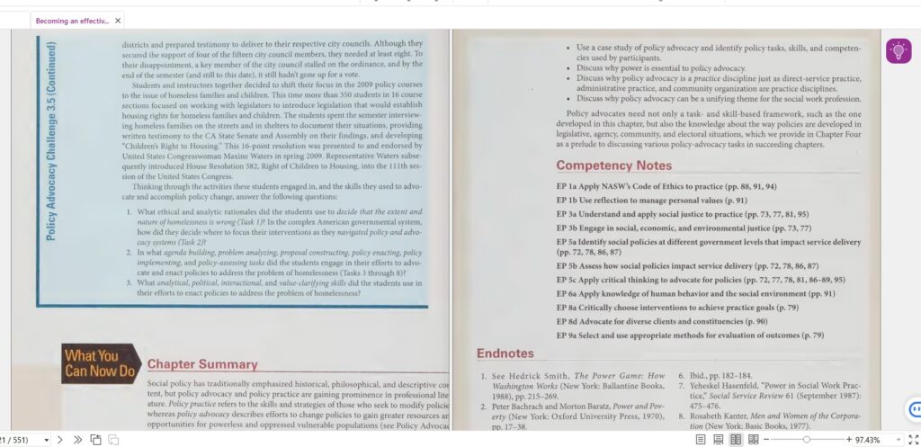 scanned copy of Becoming an effective policy advocate from policy practice to social justice 8e