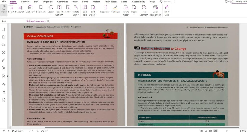 scanned sample of fit and well 5th edition