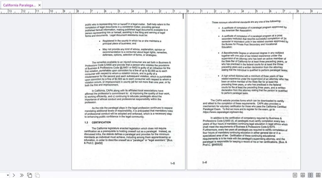 scanned sample for California Paralegal Manual 2025